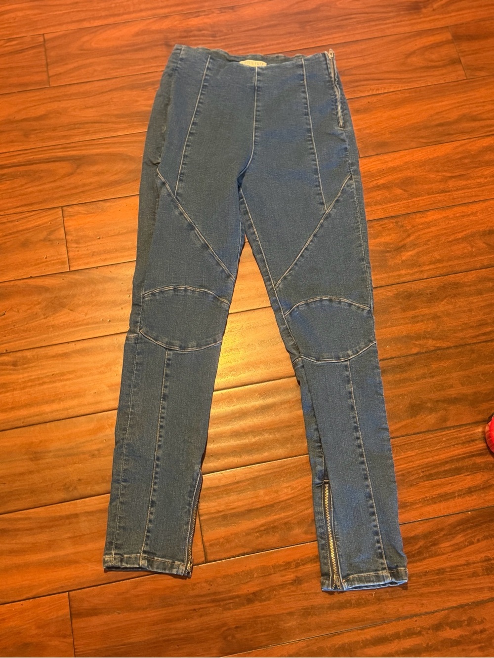 We The Free Mid Blue Paneled Skinny Jeans with Ankle Zips - Picture 1 of 8